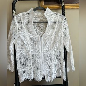 Cache lace shirt/jacket sweetheart neckline Sz L